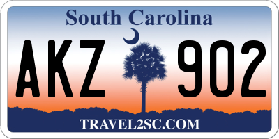 SC license plate AKZ902