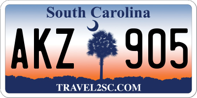 SC license plate AKZ905