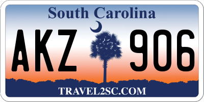 SC license plate AKZ906