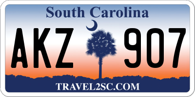 SC license plate AKZ907