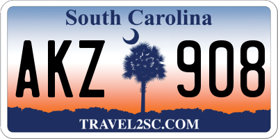 SC license plate AKZ908