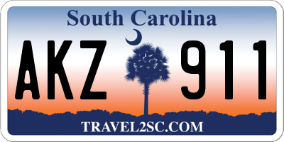 SC license plate AKZ911