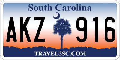 SC license plate AKZ916