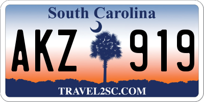 SC license plate AKZ919