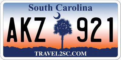 SC license plate AKZ921