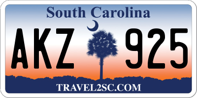 SC license plate AKZ925