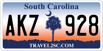 SC license plate AKZ928