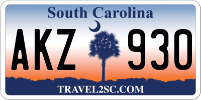 SC license plate AKZ930