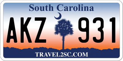 SC license plate AKZ931