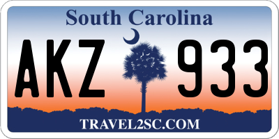 SC license plate AKZ933