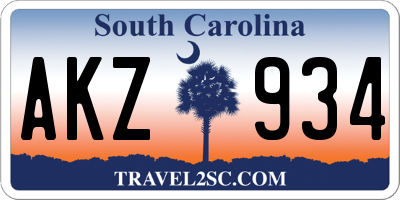 SC license plate AKZ934