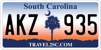 SC license plate AKZ935