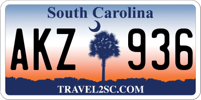 SC license plate AKZ936