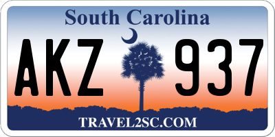 SC license plate AKZ937
