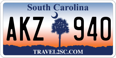 SC license plate AKZ940