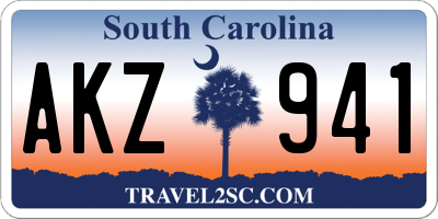 SC license plate AKZ941
