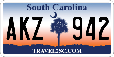 SC license plate AKZ942