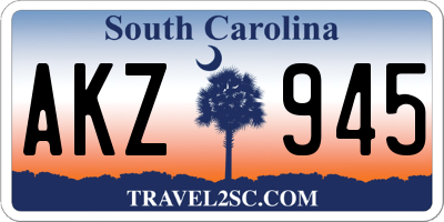 SC license plate AKZ945