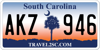 SC license plate AKZ946
