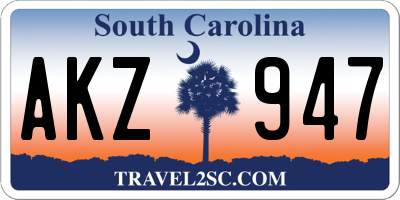 SC license plate AKZ947