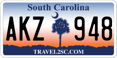 SC license plate AKZ948