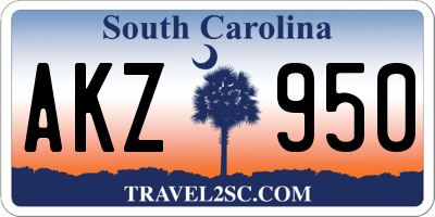 SC license plate AKZ950