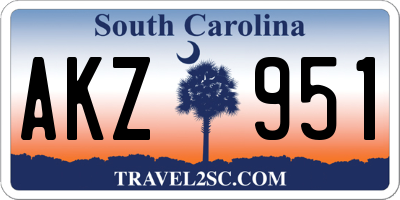 SC license plate AKZ951