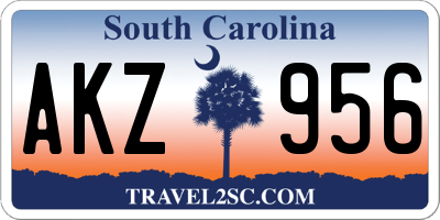 SC license plate AKZ956