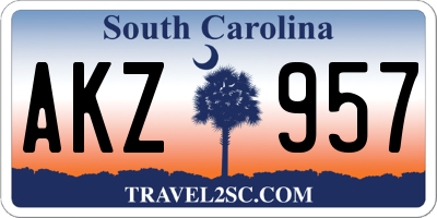 SC license plate AKZ957