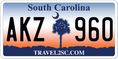 SC license plate AKZ960