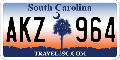 SC license plate AKZ964