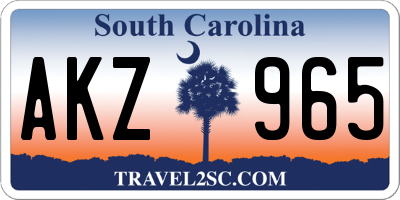 SC license plate AKZ965