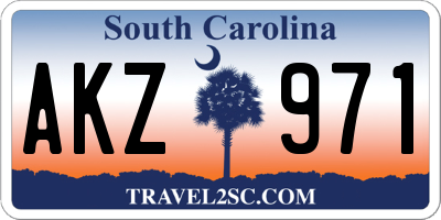 SC license plate AKZ971