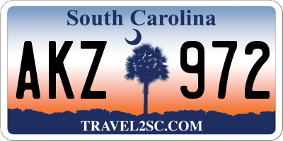 SC license plate AKZ972