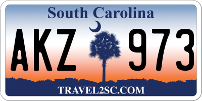 SC license plate AKZ973