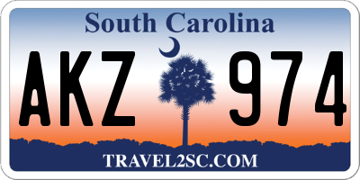 SC license plate AKZ974