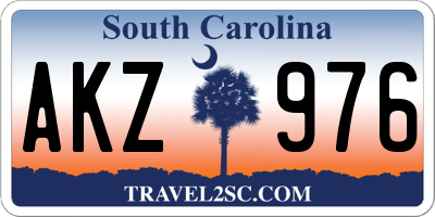 SC license plate AKZ976