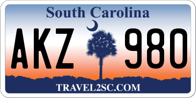 SC license plate AKZ980