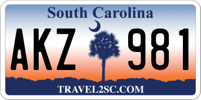 SC license plate AKZ981