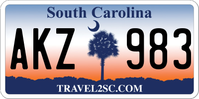 SC license plate AKZ983