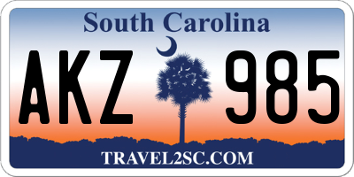 SC license plate AKZ985