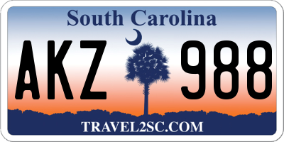 SC license plate AKZ988