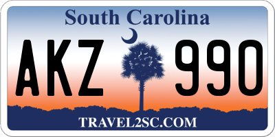 SC license plate AKZ990