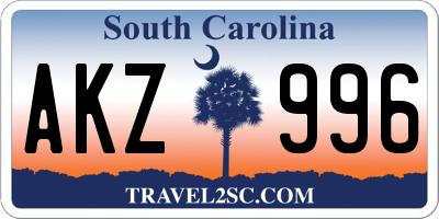 SC license plate AKZ996