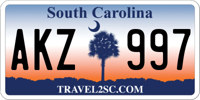 SC license plate AKZ997
