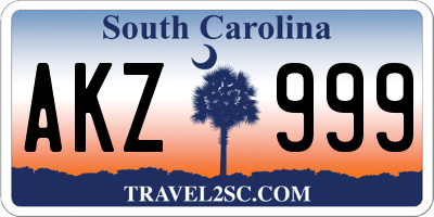 SC license plate AKZ999
