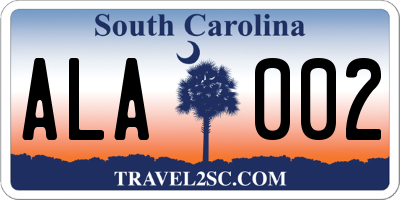 SC license plate ALA002