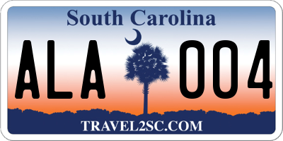 SC license plate ALA004