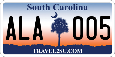 SC license plate ALA005