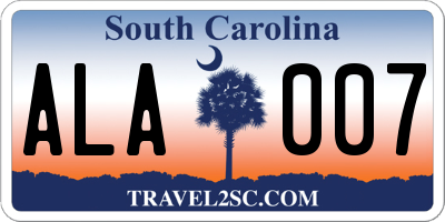 SC license plate ALA007